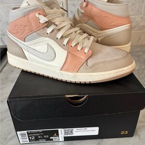 Nike Air Jordan 1 mid, sail, light bone, men’s size 12
